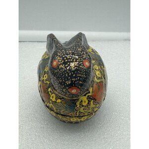 Kashmiri Papier Mache Black Rabbit Trinket Box Hand Painted